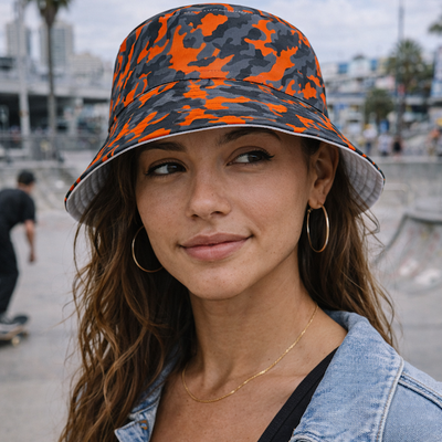 Orange Camouflage Bucket Hat